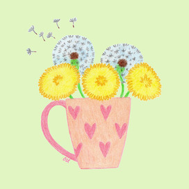 Одуванчики в кружке