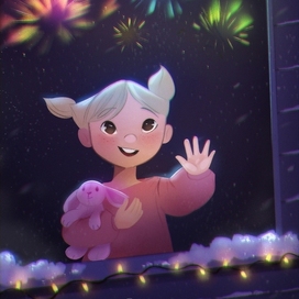 Девочка и фейерверки