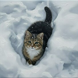 Котик в снегу 
