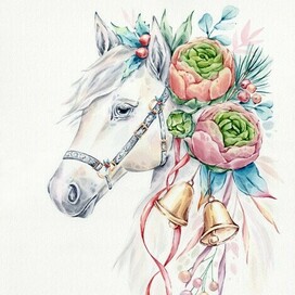 Символ года - Лошадь и цветы