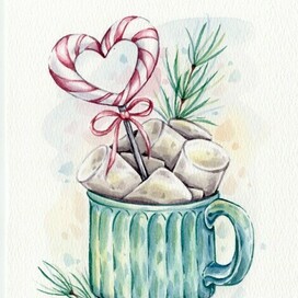 Кружка, маршмеллоу, леденец