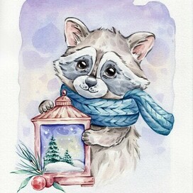 Енот с фонарем