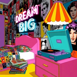 Интерьер комнаты в стиле поп-арт