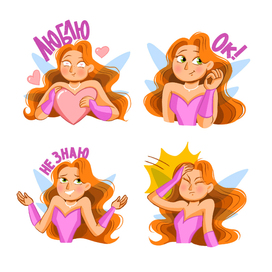 Стикеры для мессенджера с персонажем феей