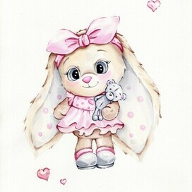 Зайка с игрушкой