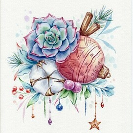 Новогодняя композиция, цветы