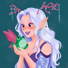 Эльфийка с жабкой