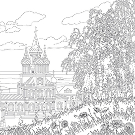 Серия раскрасок Храмы (Вектор)