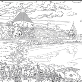 Серия раскрасок Храмы (Вектор)