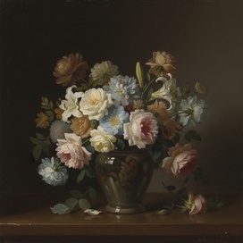 Натюрморт с цветами в стиле Анри Фантен-Латура