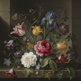 Цветочный натюрморт в стиле Рахель Рёйш,