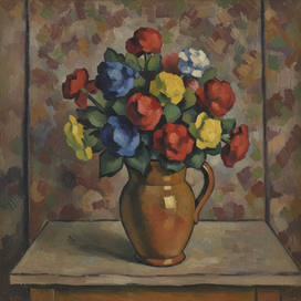 Натюрморт с цветами в стиле Поля Сезанна