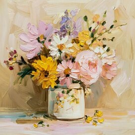 Цветы в вазе в стиле Ренуара