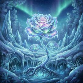 «Снежная роза»,в стиле Анны Диттманн и Томаса Кинкейда.