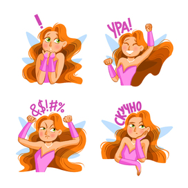 Стикеры для мессенджера с персонажем феей