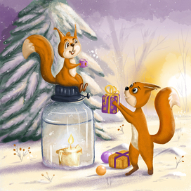 Белочки в лесу