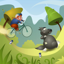 Бабушка Красной шапочки гоняет волка