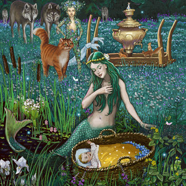 Русалка Таисья убаюкивает ребенка колыбельной.