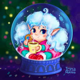 Эльф в новогоднем шаре