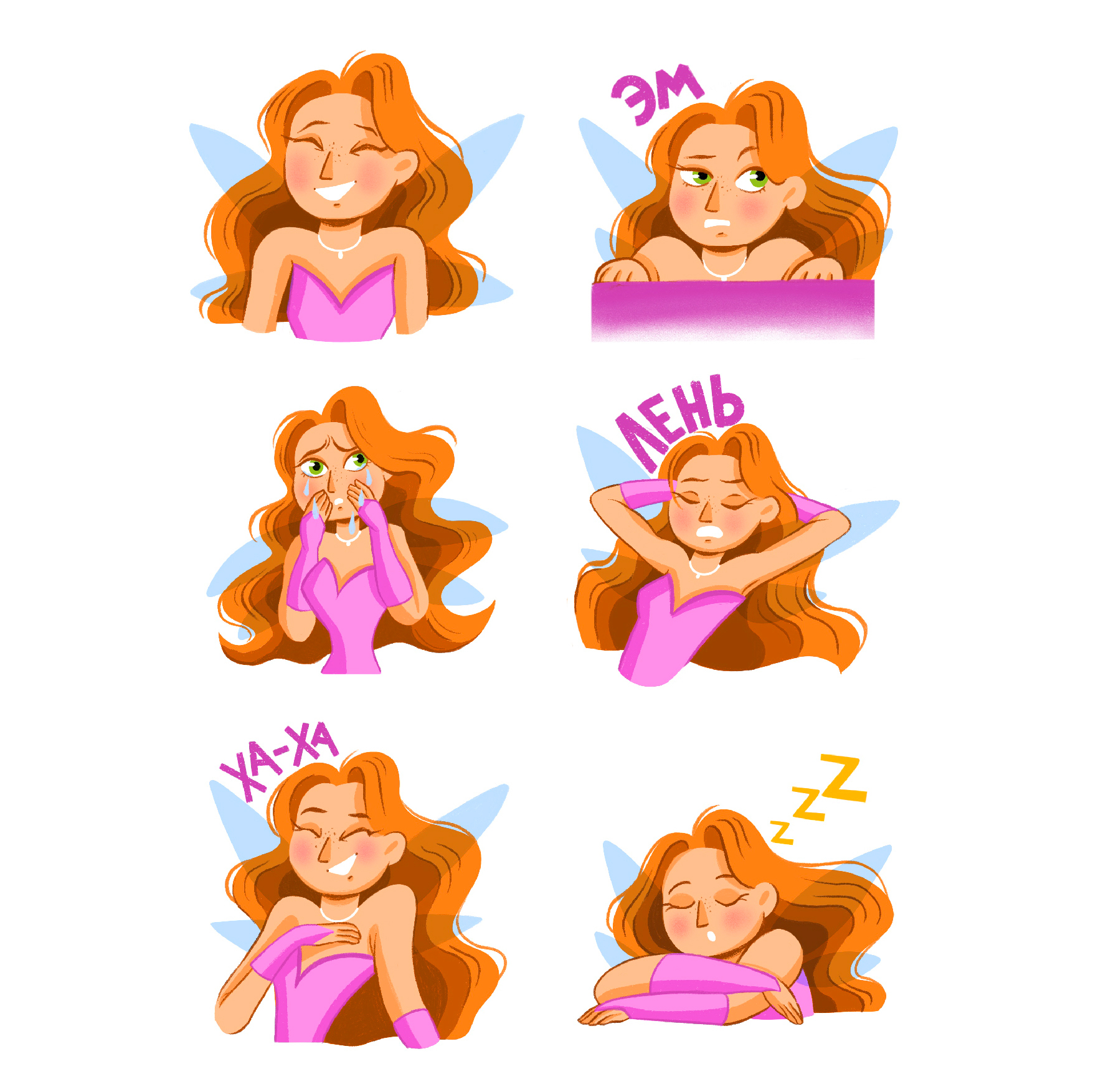 Стикеры для мессенджера с персонажем феей