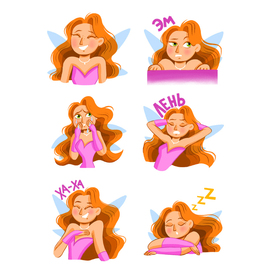 Стикеры для мессенджера с персонажем феей