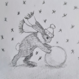 Как Зайчик лепил снеговика