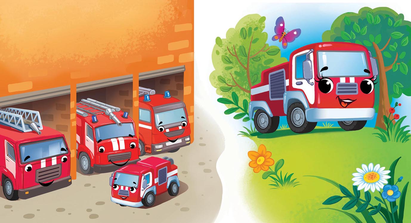 Книжка о маленькой пожарной машинке, которая хотела быть смелой