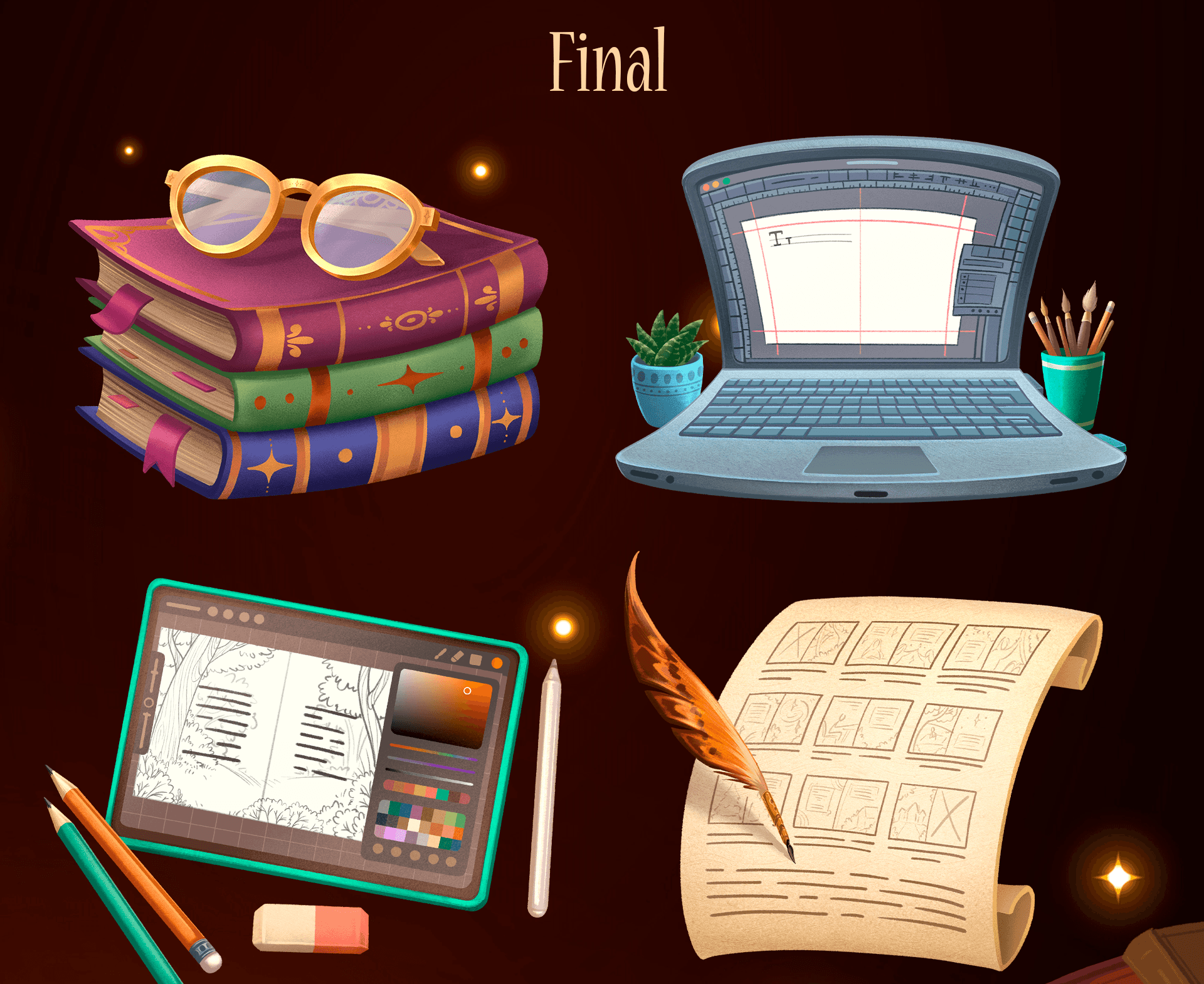 Иконки для сайта книжного курса школы ArtCosmos