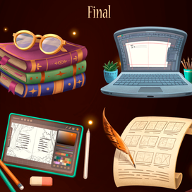 Иконки для сайта книжного курса школы ArtCosmos