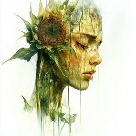 Девушка и подсолнух