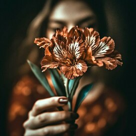 девушка с цветком