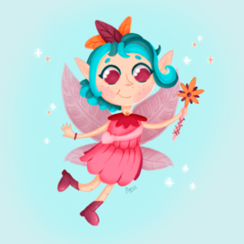 Бренд-персонаж фея с голубыми волосами