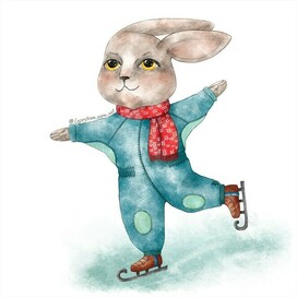 Зимние истории. Кролик на коньках.