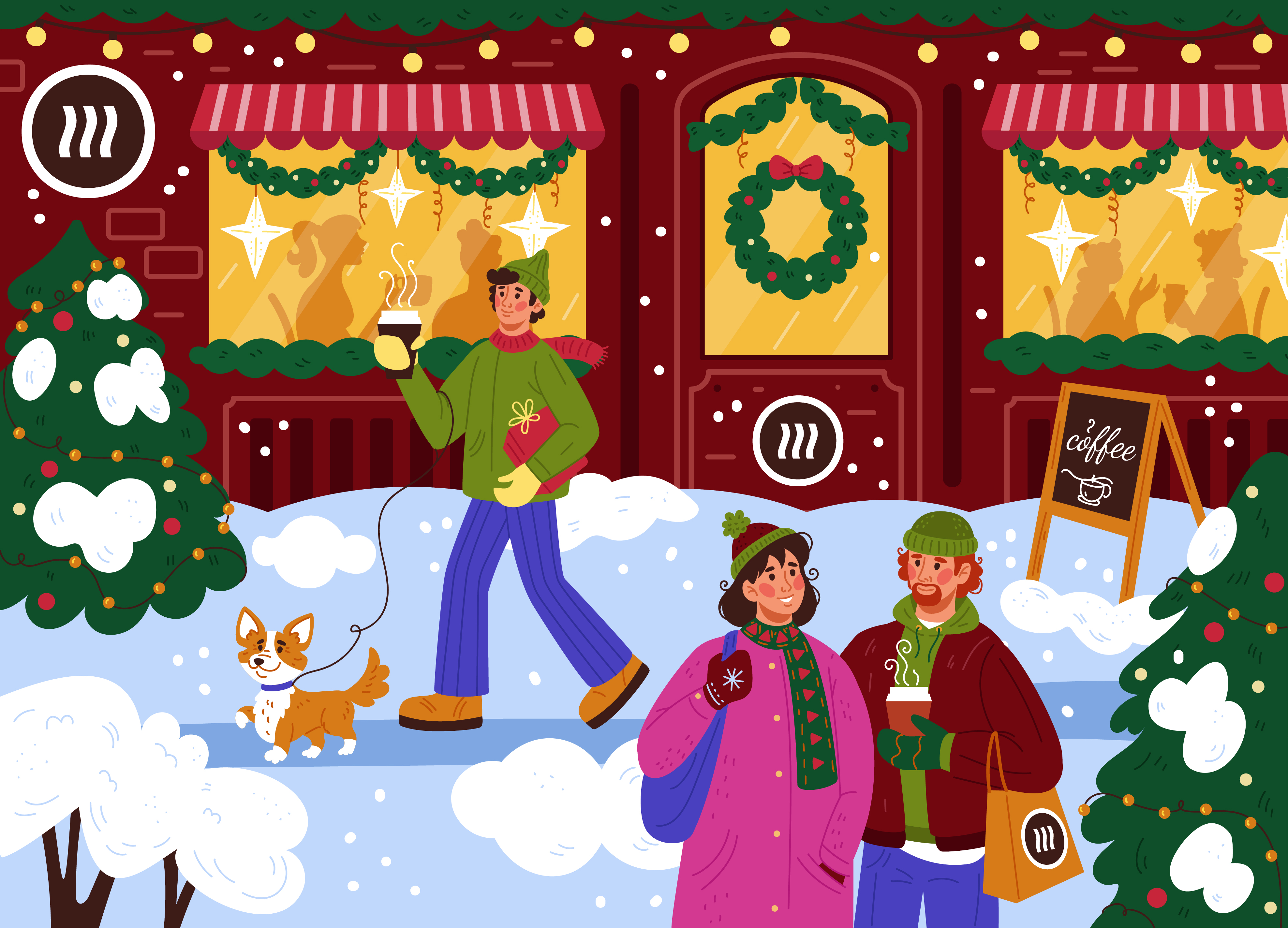 Зимний вечер у кофейни