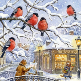 Снегири  на ветке