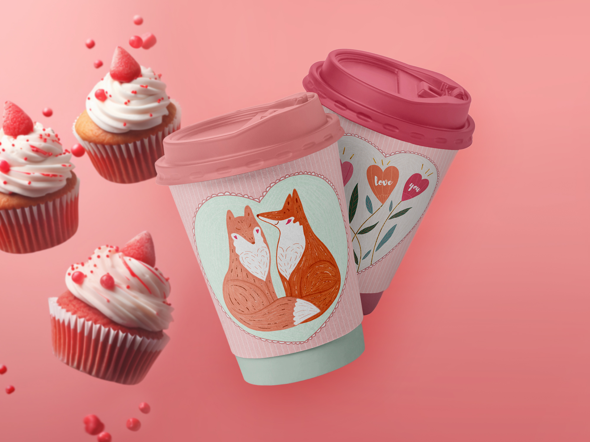 Иллюстрации на кофейные стаканчики