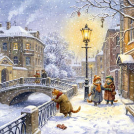 Заснеженная вечерняя набережная