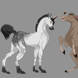 Персонажи из книги 《Коты-воители》Чернозвезд и однозвезд в виде лошадей.