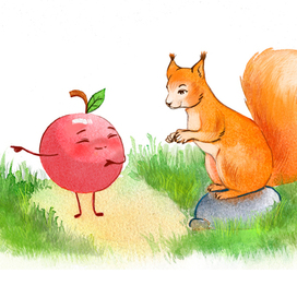 Яблочко и белочка
