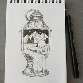 Пейзаж с палаткой в фанаре