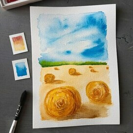 Поле с сеном