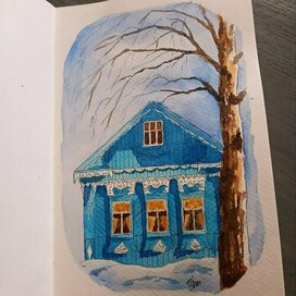 Деревенский дом зимой