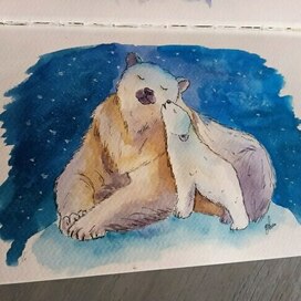 Мама и малыш белая медведица 