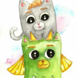 Персонажи кысь Мурмысь и дракон Пушок