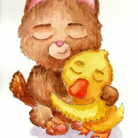 Персонажи котик Мусь и гусь Кусь