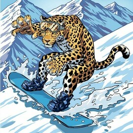 Леопард сноубордист