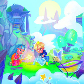 Посадка звёзд. Книжная иллюстрация.