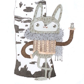 Заяц у берёзы