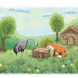 Иллюстрация к сказке „Лиса и журавль”