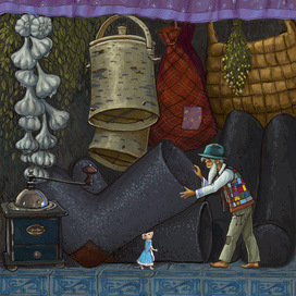 Домовой разговаривает с другими домовыми через валенки.